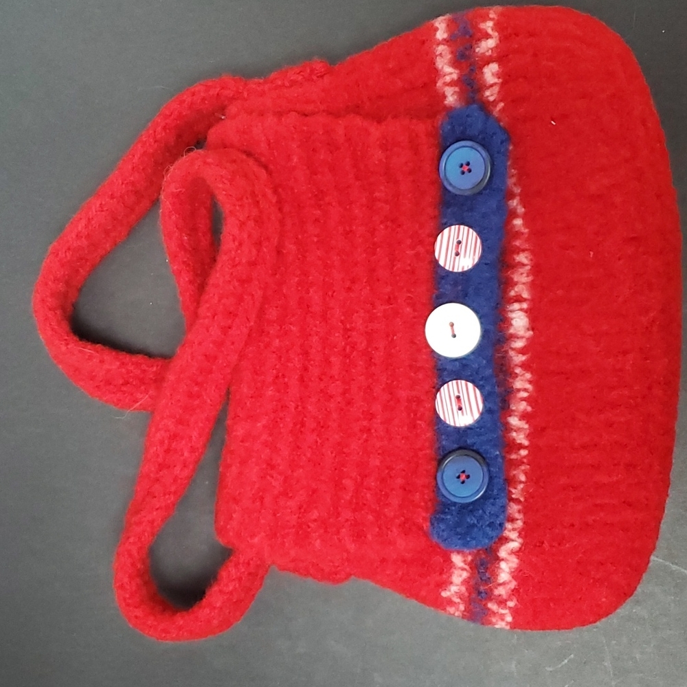 Felted Wool nautical style mini bag